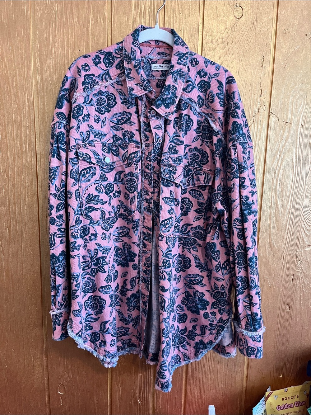 We The Free Pink Floral Button Down Shirt